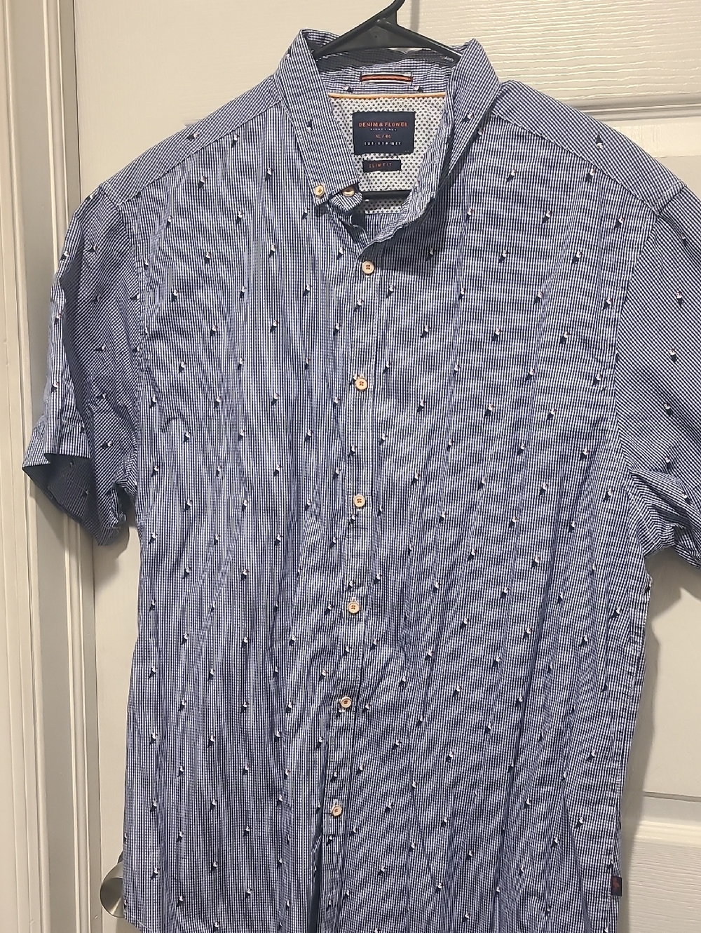 Denim & Flower Blue Micro-Stripe Short-Sleeve Button-Down Shirt